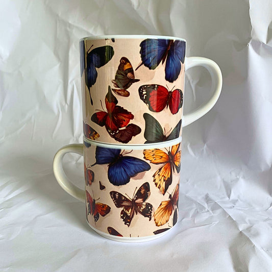 DUO DE MUGS : "Nuée de papillons"