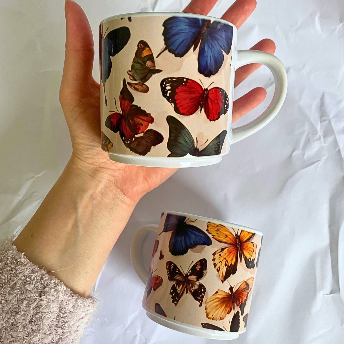 DUO DE MUGS : "Nuée de papillons"