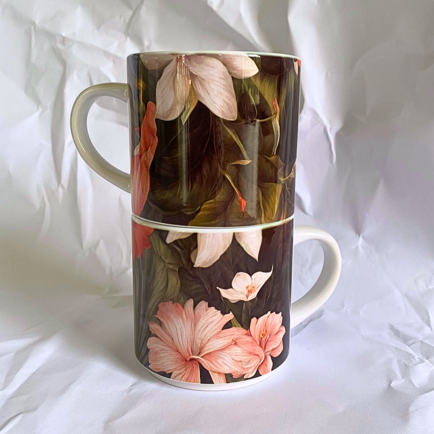 DUO DE MUGS : "Fleurs tropicales"